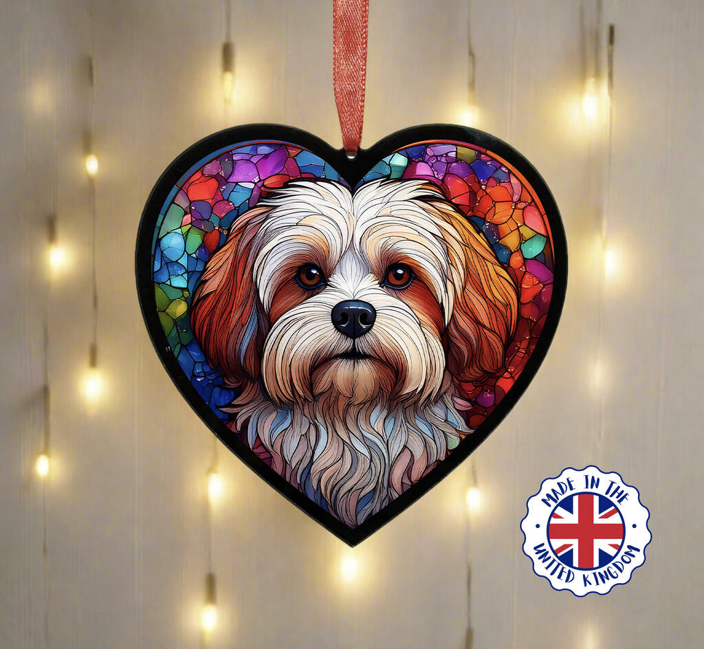 Lhasa Apso Stained Glass Effect Heart Suncatcher, 1 of 5