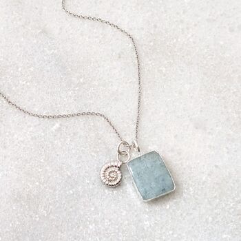 The Duo Aquamarine Necklace, Silver, 7 of 11