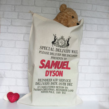 Personalised Cotton Christmas Sack Royal Crest, 4 of 4