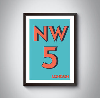 Nw5 Camden London Typography Postcode Print, 4 of 10