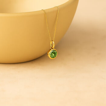 Personalised Gold Plated Sterling Silver August Peridot Birthstone Necklace, 4 of 11
