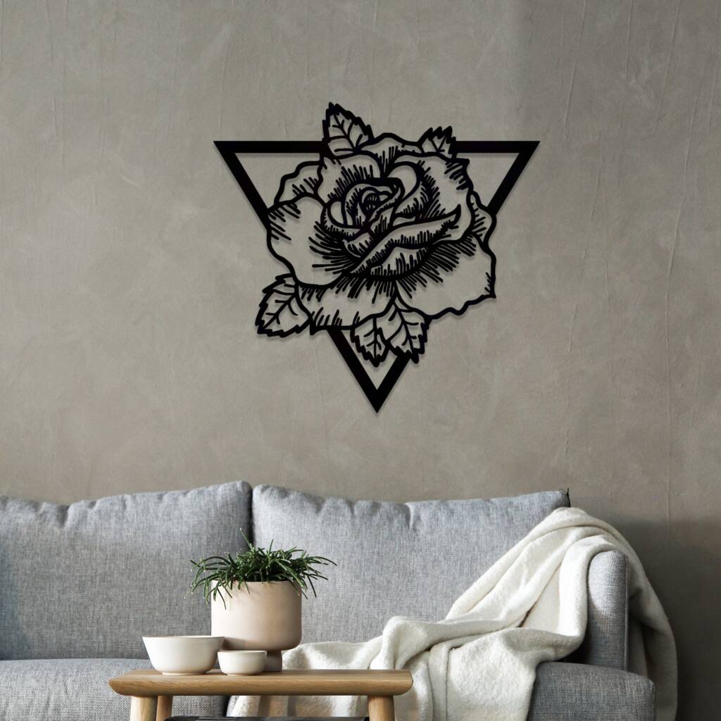 0117 Gorgeous Rose Flower Modern Hanging Wall Acrylic Art Decor Black Silver