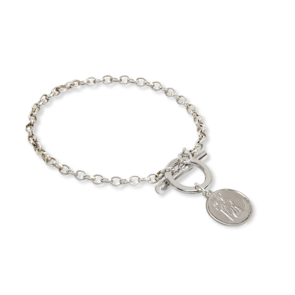 Chunky T Bar Bracelet With Medallion Sterling Silver By Lime Tree ...