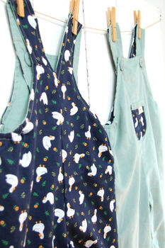 Reversible Duck Needlecord Dungarees Baby Kids, 5 of 6