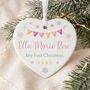 My First Christmas Baby Girl Garland Ceramic Heart Hanging Decoration Bauble + Gift Box, thumbnail 1 of 8