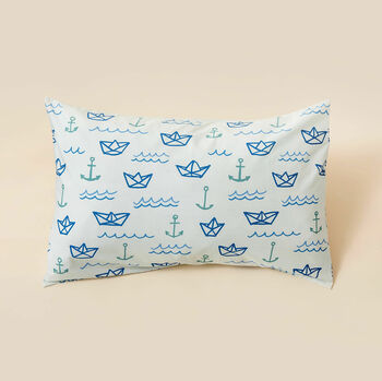 Personalised Blue Sailor Cotton Pillow Case, 2 of 5