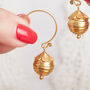 Detailed Gold Ball Hook Earrings, 18 K Gold Vermeil, thumbnail 7 of 9
