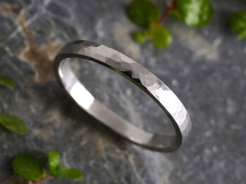 2mm Platinum Wedding Band With Hammered Effect, 5 of 5