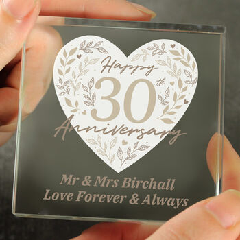 Personalised 30th Pearl Anniversary Crystal Keepsake, 2 of 2