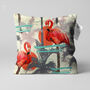 Double Sided Cushion Cover With Red Flamingo And Sun, thumbnail 1 of 7