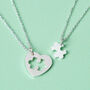 Silver Mum And Me Jigsaw Puzzle Heart Necklace, thumbnail 4 of 8