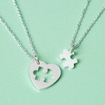 Silver Mum And Me Jigsaw Puzzle Heart Necklace, 4 of 8