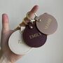 Personalised Vegan Leather Circle Key Chains Key Rings, thumbnail 2 of 4