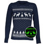 Womens Reindeer Glow In The Dark Long Sleeve Tshirt, thumbnail 3 of 7