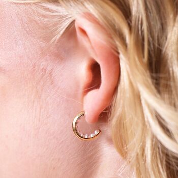 Encased Pearl Huggie Hoop Earrings, 2 of 8