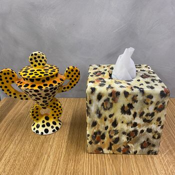 Wooden Tissue Box Cover New Leopard Design, 2 of 3