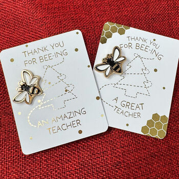 Festive Bee Thank You Teacher Pin Badge, 5 of 6