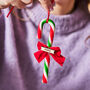 Edible Candy Cane And Bow Christmas Decoration, thumbnail 1 of 6