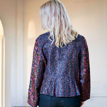 Ladies Recycled Silk Kantha Hand Stitched Jacket, 4 of 6