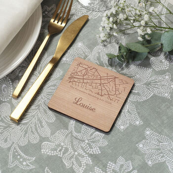 Set Of Four Place Setting Map Square Personalised Coasters, 7 of 8