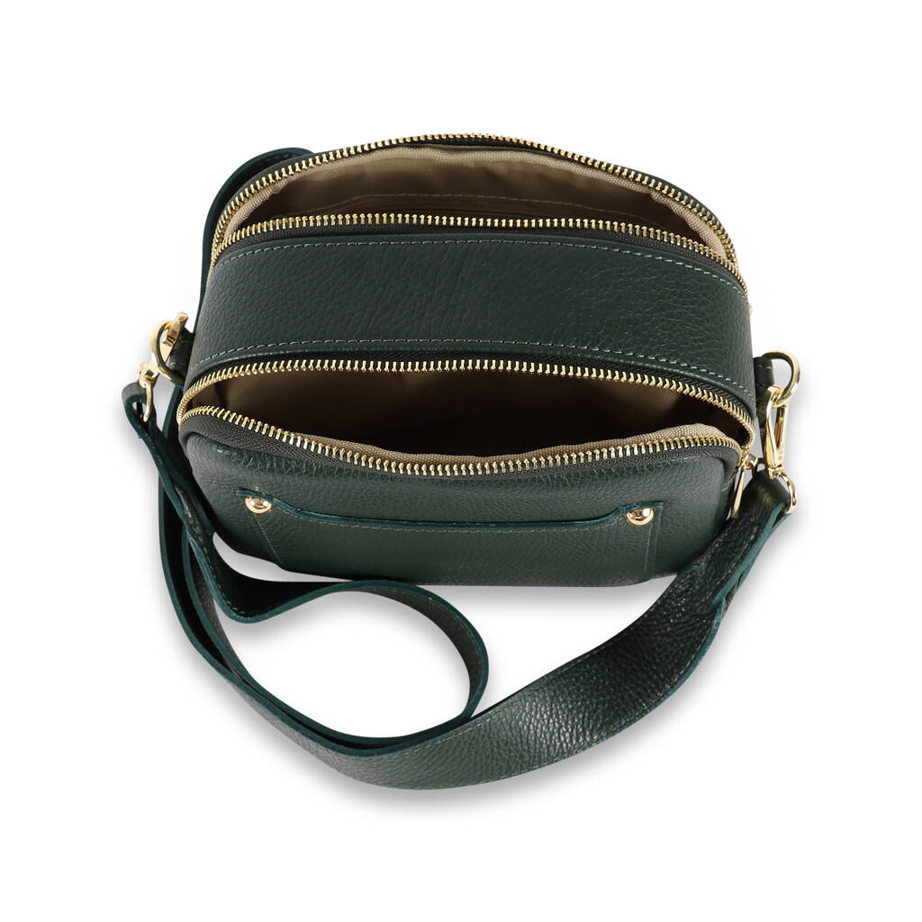 Leather Cross Body Pocket Shoulder Bag, Green By The Leather Store | 0