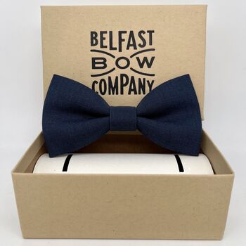 Irish Linen Bow Tie In Dark Navy, 2 of 2