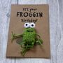 Frog Crochet Birthday Card Handmade, thumbnail 1 of 12
