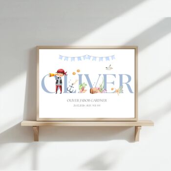 Pirate Blue Nursery Name Print, Nursery Sea Boy Name Wall Art, 2 of 3