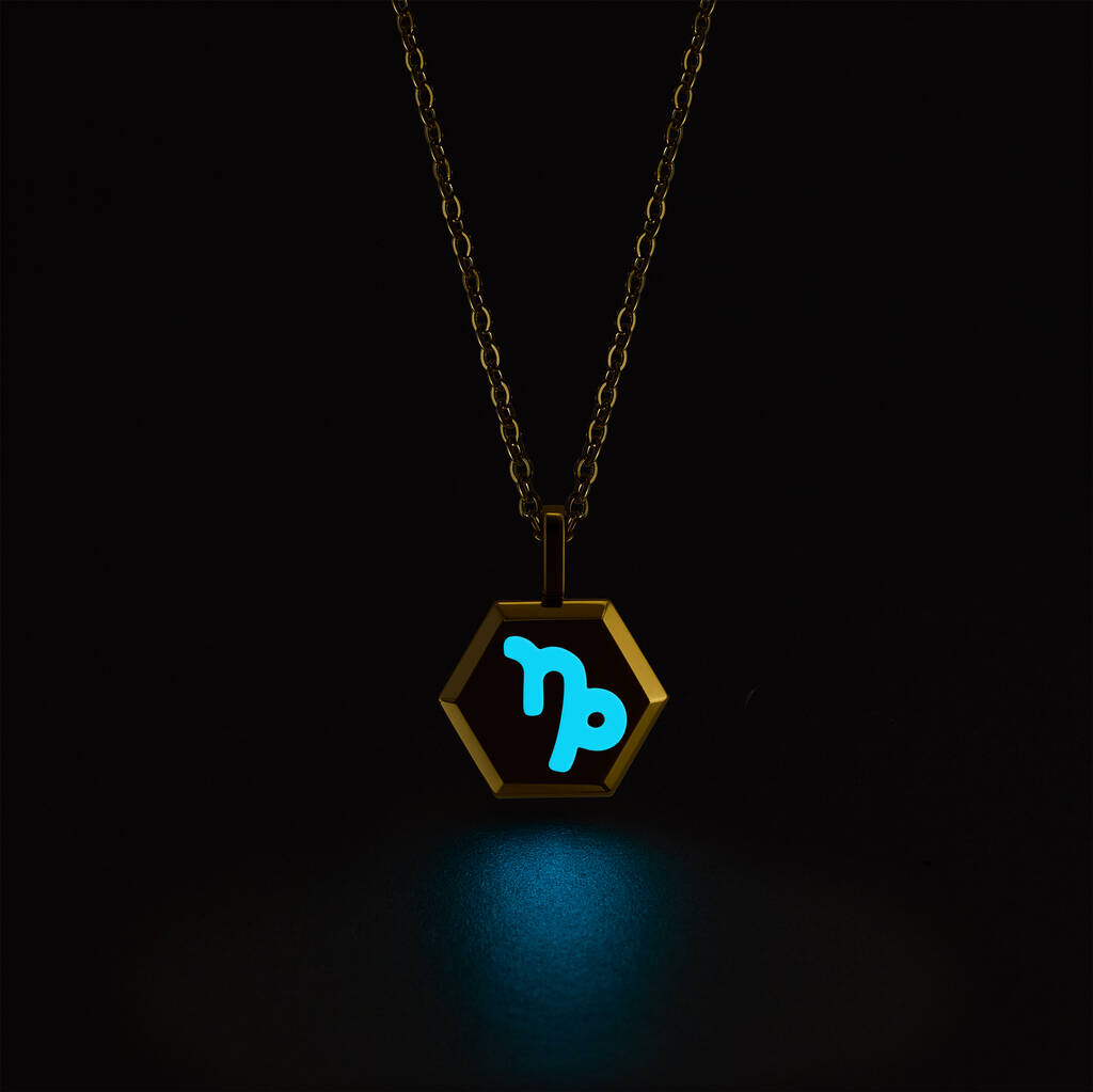 Capricorn Zodiac Glowing Pendant Necklace With Uv Keyring Torch, 1 of 12