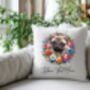 Personalised Pug Summer Floral Dog Wreath Cushion And Mug Gift Bundle, thumbnail 4 of 4