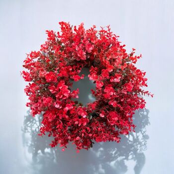 Red Christmas Outdoor Eucalyptus Wreath, 4 of 6