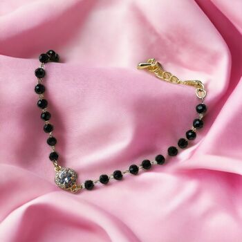 Black Crystal Beads Zircon Mangalsutra Nazar Bracelet, 6 of 8