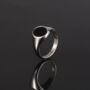 Black Onyx Oval Steel Silver Signet Ring For Men, thumbnail 3 of 12