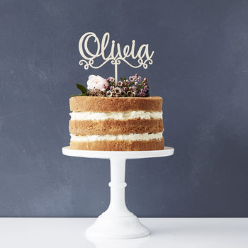 Personalised Decorative Name Wooden Cake Topper, 3 of 5