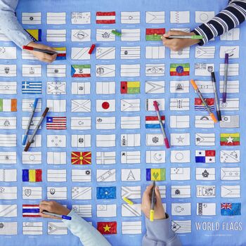 Colour In World Flags Tablecloth Kit + 10 Pens, 6 of 6