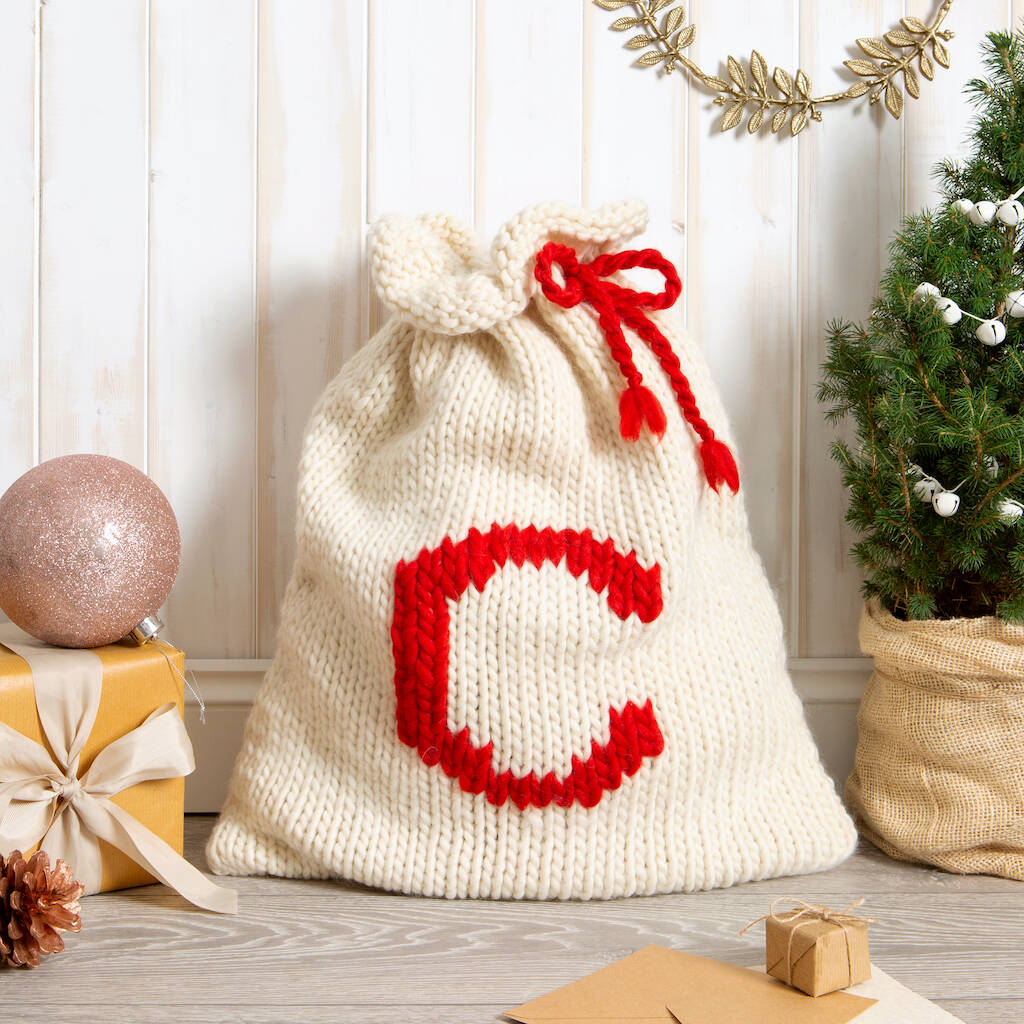 Christmas Santa Sack Knitting Kit Natural Cream, 1 of 6