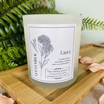 September Aster Birth Flower Personalised Candle, 4 of 11