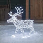 Plug In 200 Dual Coloured LED White Rattan Reindeer, thumbnail 1 of 3