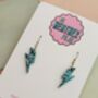 Small Blue And Silver Glitter Lightning Bolt Earrings / Midnight Storm Jewellery Galactic Sparkle /Bowie Inspired Jewellery, thumbnail 4 of 5