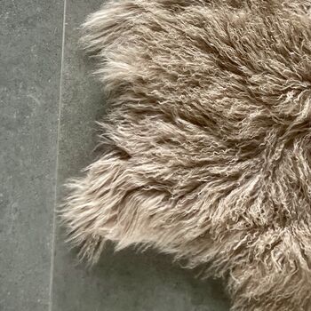Curly Tibetan Sheepskin Rug Beige, 2 of 2