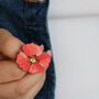 Wooden Poppy Flower Brooch, thumbnail 3 of 7