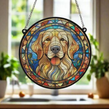 Golden Retriever Stained Glass Effect Suncatcher, 5 of 6