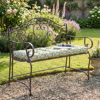 Vintage Brown Scrolled Iron Garden Bench, 3 of 7