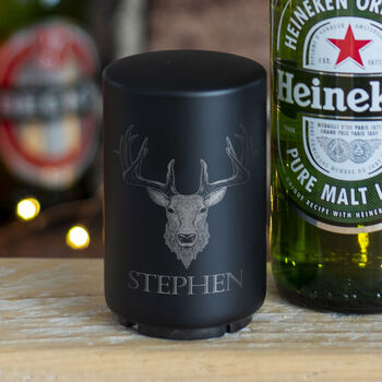 Stag Automatic Push Down Matt Black Bottle Cap Opener, 2 of 3