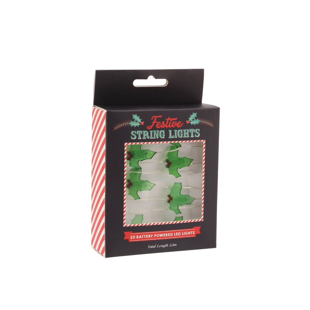 Christmas Holly Battery LED String Lights, 1 of 3