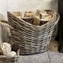 Oval Lined Wicker Log Basket, thumbnail 1 of 3