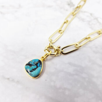 18k Gold Plated Turquoise Paperclip Necklace, 2 of 4