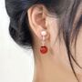 Estelle Ivory Silver Pearl Ball Charm Gift Earrings, thumbnail 6 of 6