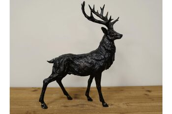 38cm Standing Stag Deer Bronze Effect Ornament Figurine Gift, 8 of 8