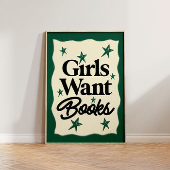 Girls Want Books Reading Book Wall Art Print, 2 of 9
